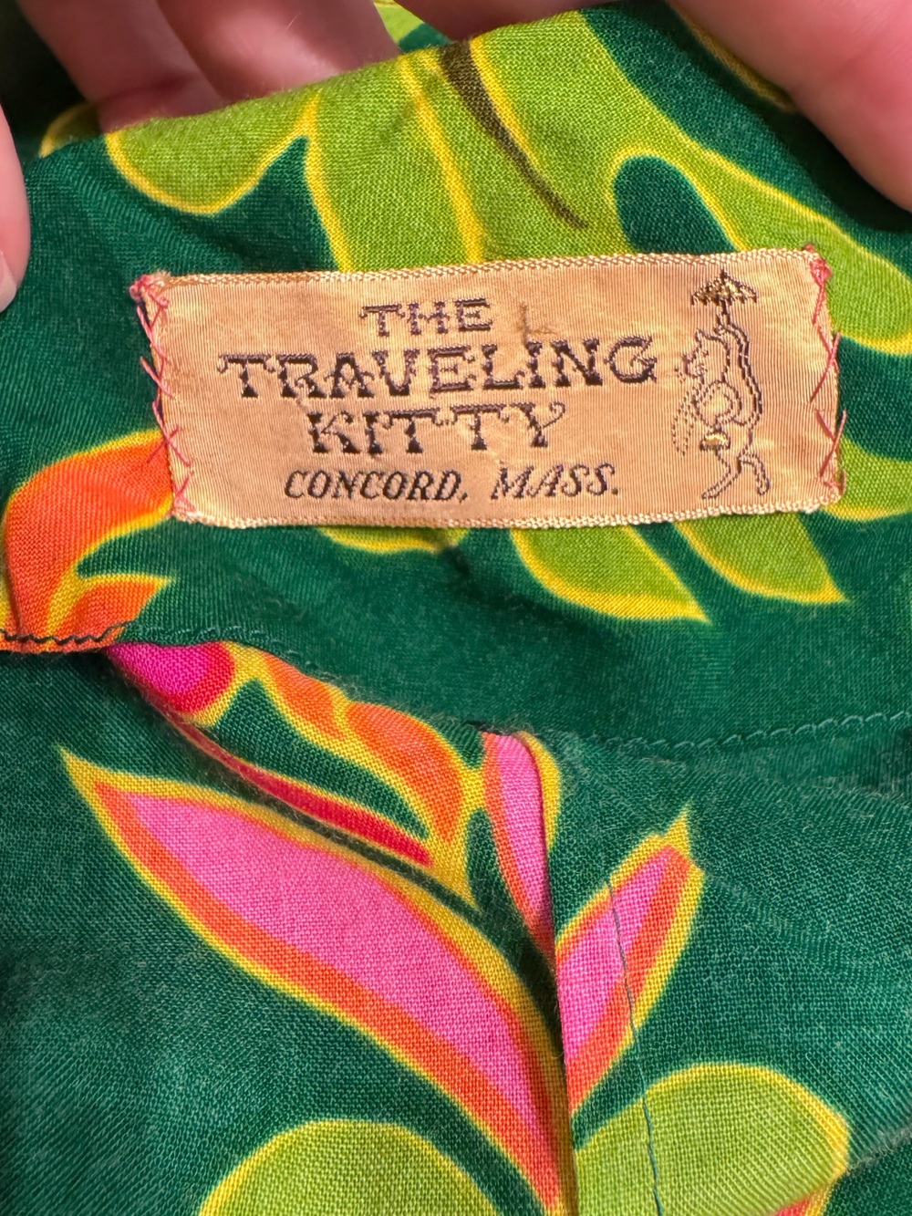 Ja-Na of Hawaii Vintage 70s Botanical Green Print Kimono Style Dress - Picture 13 of 15